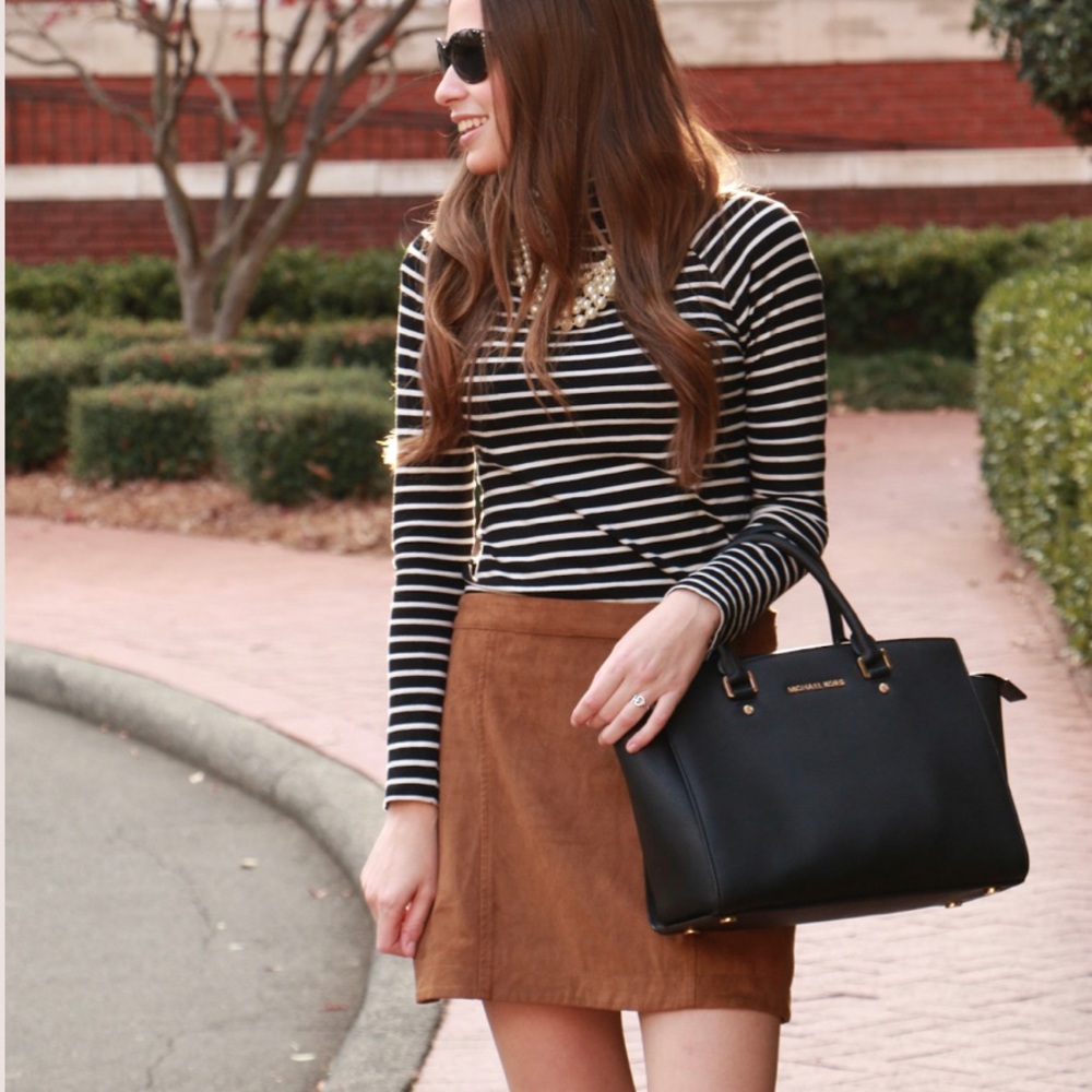 Suede mini skirt